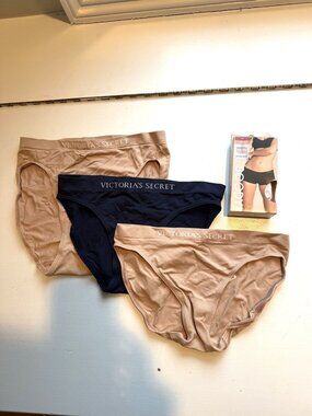 NWT Victorias Secret Body Basic Underwear Size XS LOT OF 4 Beige Blue $45 [jb]